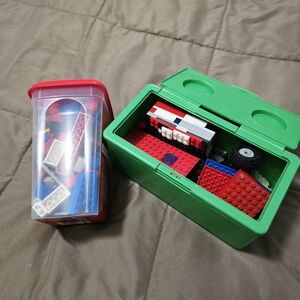 Building Block Set with Green Storage Box